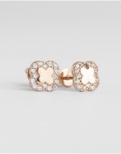 Auskarai su užsukamu užsegimu- Dobiliukas. Rausvas auksas, praba 585 | Aukseja.lt