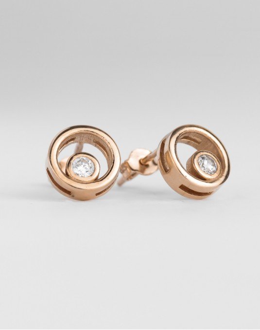 Auskarai - Ovalas su akute.  Rausvas auksas, praba 585 | Aukseja.lt