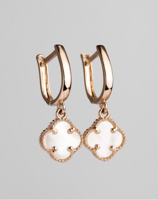 Auskarai Dobiliukai -  kabantys, šviesūs. Rausvas auksas, praba 585 | Aukseja.lt