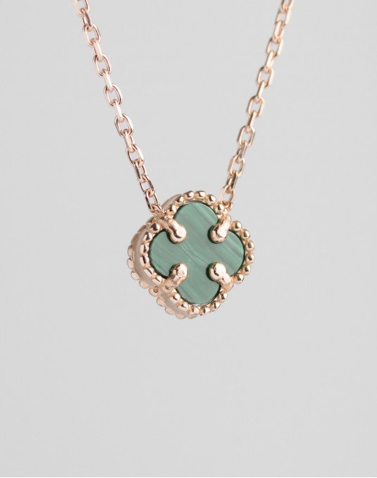 Grandinėlė su pakabuku -Dobiliukas žalias (mažas). Rausvas auksas, praba 585 | Aukseja.lt