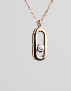 Grandinėlė su pakabuku su cirkonio kristalais. Rausvas auksas, praba 585 | Aukseja.lt