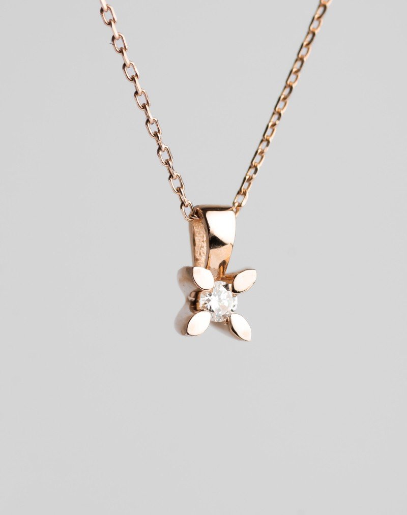 Grandinėlė su pakabuku su deimantais - Akutė. Rausvas auksas | Aukseja.lt