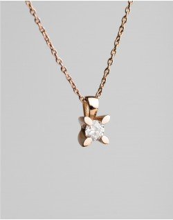 Grandinėlė su pakabuku su deimantais - Akutė. Rausvas auksas | Aukseja.lt