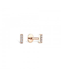 Mono auskaras - Pailgas su cirkoniais. Rausvas auksas, praba 585