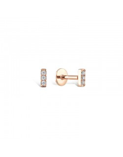 585 rausvo aukso pailgas mono piercing auskaras Linija su cirkoniais 4 × 1 mm | Aukseja.lt