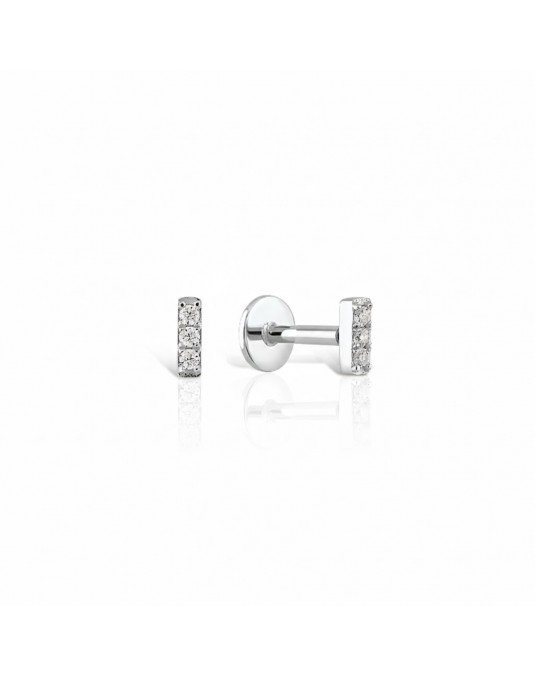 Mono auskaras - Pailgas su cirkoniais. Baltas auksas, praba 585 |Aukseja.lt