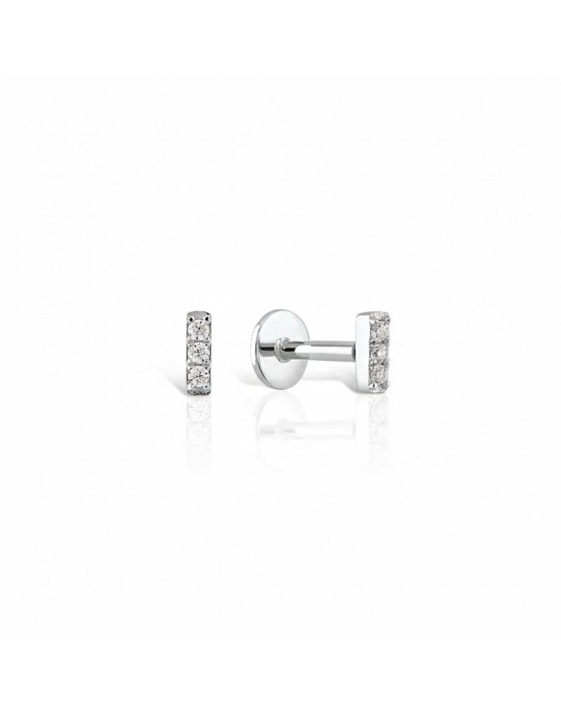 Mono auskaras - Pailgas su cirkoniais. Baltas auksas, praba 585 |Aukseja.lt