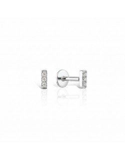 Mono auskaras - Pailgas su cirkoniais. Baltas auksas, praba 585 |Aukseja.lt