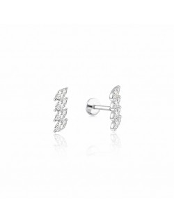 585 balto aukso mono piercing auskaras Ilgi lapeliai su cirkoniais 11 × 3 mm | Aukseja.lt