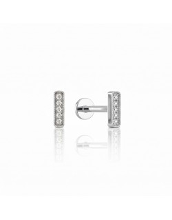585 balto aukso mono piercing auskaras Ilgesnė linija su cirkoniais 7 mm  |Aukseja.lt