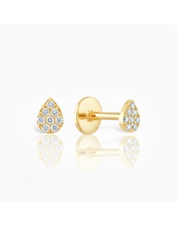 585 geltono aukso mono piercing auskaras Lašelis su cirkoniais 4 × 3 mm|Aukseja.lt
