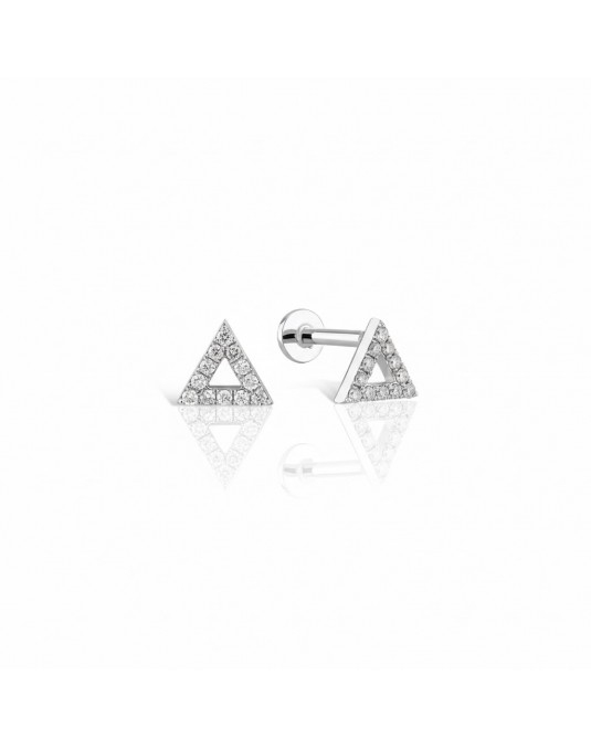 585 balto aukso mono piercing auskaras Trikampiukas su cirkoniais 6 × 6 mm | Aukseja.lt