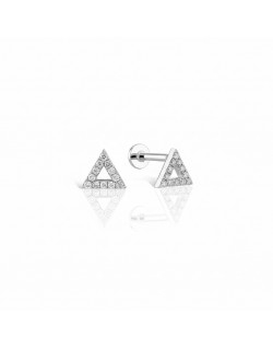 585 balto aukso mono piercing auskaras Trikampiukas su cirkoniais 6 × 6 mm | Aukseja.lt