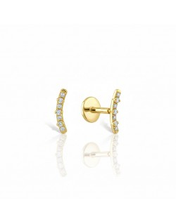 585 geltono aukso mono piercing auskaras Lankelis su cirkoniais 8 × 1 mm | Aukseja.lt