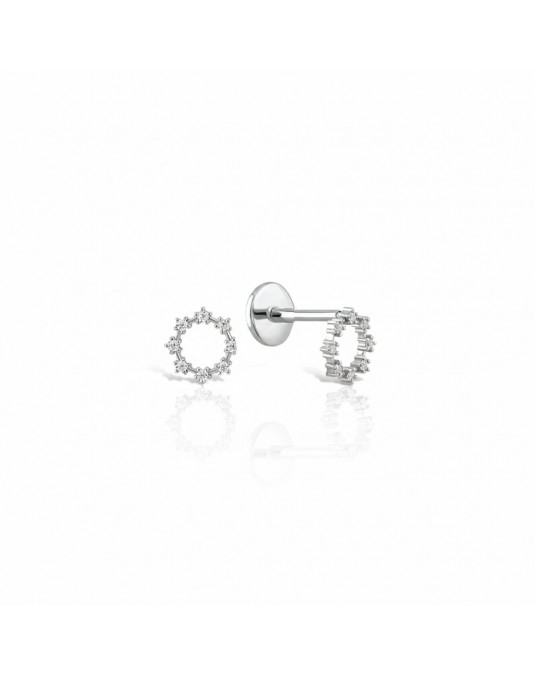 585 balto aukso mono piercing auskaras Kristalų žiedas su cirkoniais Ø 7 mm | Aukseja.lt
