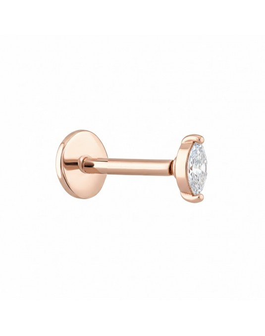 585 rausvo aukso mono piercing auskaras Lapelio formos akutė 4 × 2 mm | Aukseja.lt