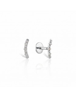 585 balto aukso mono piercing auskaras Lankelis su cirkoniais 8 × 1 mm | Aukseja.lt