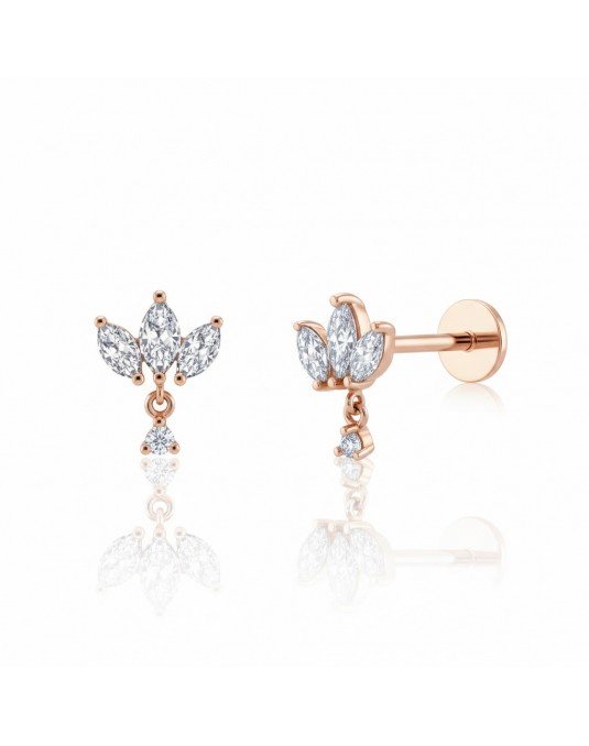 Mono auskaras - Lapeliai su cirkoniais. Rausvas auksas, praba 585 | Aukseja.lt