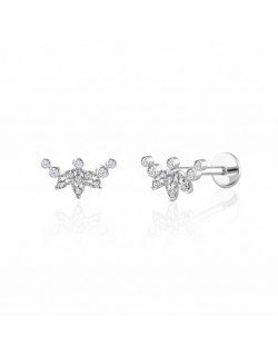 Mono auskaras - Pusmėnulis su cirkonio kristalais. Baltas auksas, praba 585 | Aukseja.lt