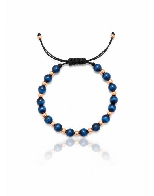 Apyrankė su natūraliais akmenimis ir auksu. Tamsiai melyna tigro akis. Auskas 585. Reguliuojamas dydis | Aukseja.lt