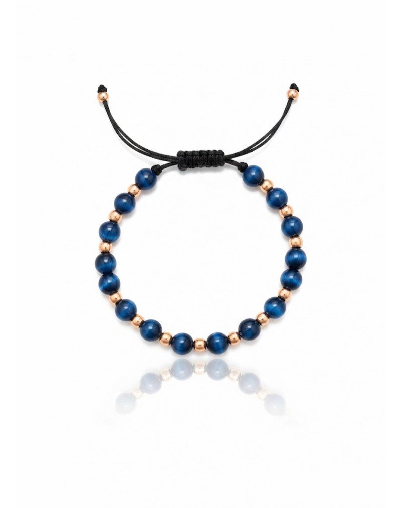 Apyrankė su natūraliais akmenimis ir auksu. Tamsiai melyna tigro akis. Auskas 585. Reguliuojamas dydis | Aukseja.lt