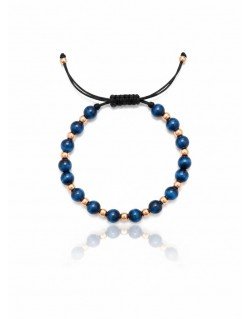 Apyrankė su natūraliais akmenimis ir auksu. Tamsiai melyna tigro akis. Auskas 585. Reguliuojamas dydis | Aukseja.lt