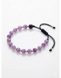 Apyrankė su natūraliais akmenimis - violetiniu agatu ir auksu. Agatas. Auskas 585. Reguliuojamas dydis | Aukseja.lt