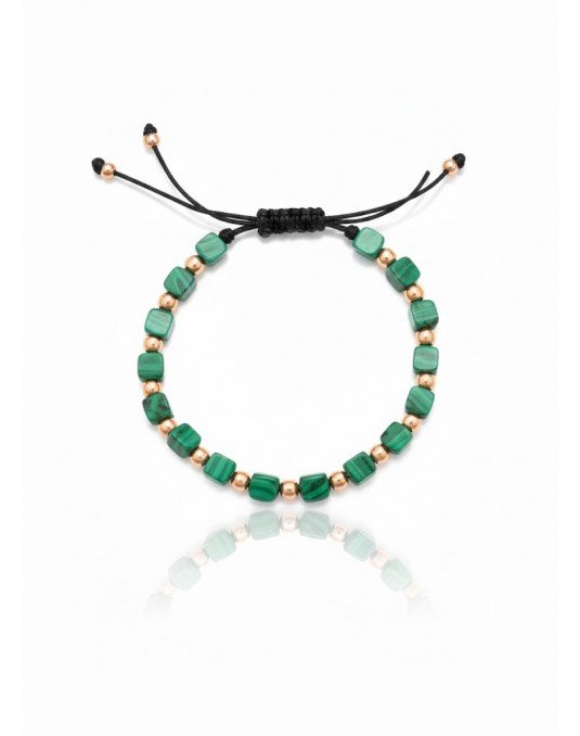 Apyrankė su natūraliais akmenimis - Žalias Malachitas ir auksu. Malachitas. Auskas 585. Reguliuojamas dydis | Aukseja.lt