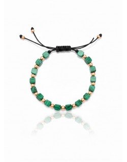 Apyrankė su natūraliais akmenimis - Žalias Malachitas ir auksu. Malachitas. Auskas 585. Reguliuojamas dydis | Aukseja.lt