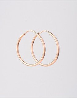 Auskarai klasikinės rinkutės 32mm. Rausvas auskas, praba 585| Aukseja.lt