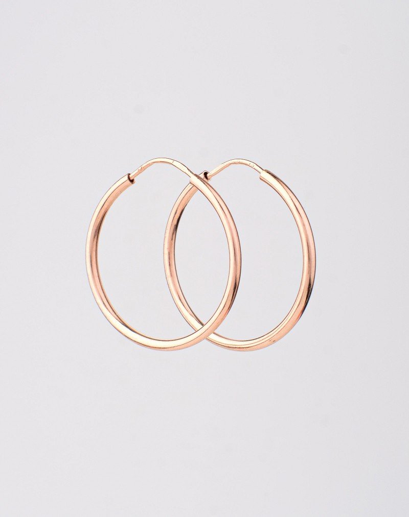 Auskarai klasikinės rinkutės 21mm. Rausvas auksas, praba 585 | Auskarai-  Aukseja.lt