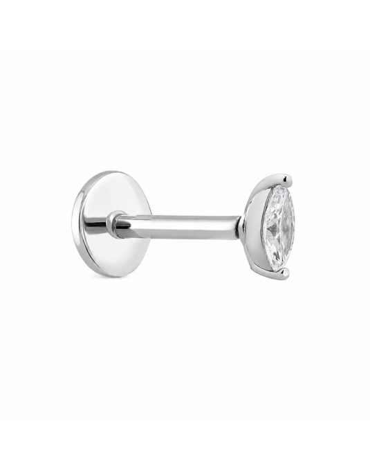 585 balto aukso mono piercing auskaras Lapelio formos akutė 4 × 2 mm | Aukseja.lt