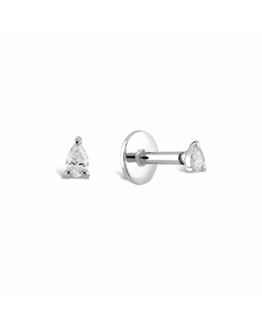 585 balto aukso mono piercing auskaras Mini lašelis su cirkonio akute 3 × 2 mm |Aukseja.lt