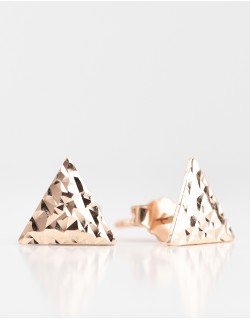 Auskarai trikampiukai. Prie ausies Rausvas auksas, praba 585 | Aukseja.lt