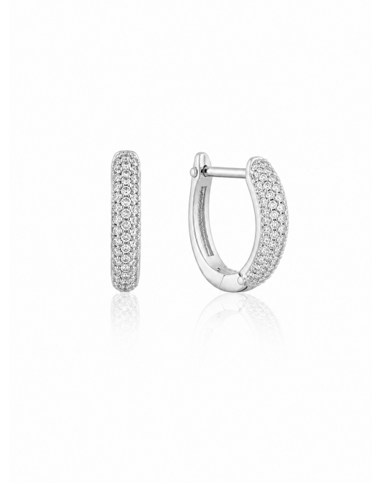 925 sidabro lenkti auskarai su cirkonio kristalais 12 × 3 mm | Aukseja.lt