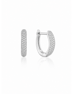 925 sidabro lenkti auskarai su cirkonio kristalais 12 × 3 mm | Aukseja.lt