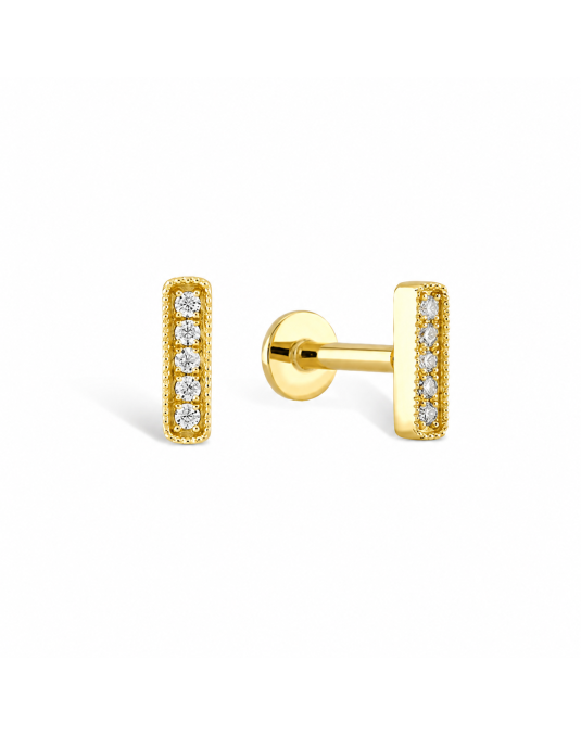 585 geltono aukso mono piercing auskaras Ilgesnė linija su cirkoniais 7 mm | Aukseja.lt