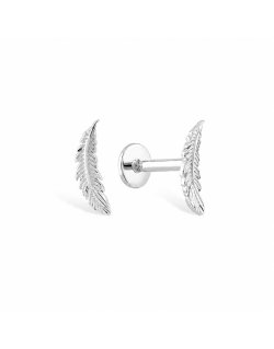 585 balto aukso mono piercing auskaras Mini plunksnelė 7 × 2 mm | Aukseja.lt