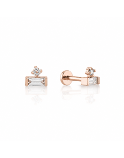585 rausvo aukso mono piercing auskaras Kibirkštis su cirkoniais 5 × 4 mm | Aukseja.lt