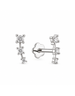 585 balto aukso piercing mono auskaras Žvaigždžių takas su trimis cirkoniais, 9 × 2 mm | Aukseja.lt