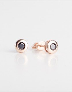 Auskarai - Akutės su juodais cirkoniais. Rausvas auksas, praba 585 | Aukseja.lt