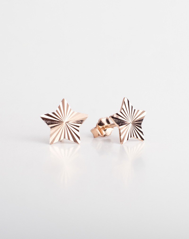 Auskarai - Žvaigždutės, 10mm. Rausvas auksas, praba 585 | Aukseja.lt