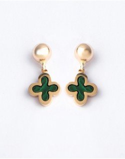 Auskarai Minimalistiniai dobiliukai - kabantys. Rausvas auksas, praba 585 | Aukseja.lt