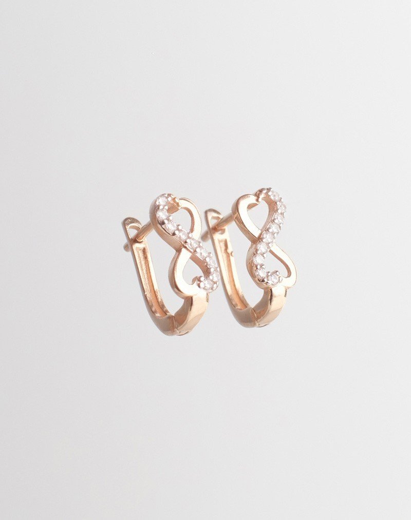 Auskarai Begalybė. Rausvas auksas, praba 585 | Aukseja.lt