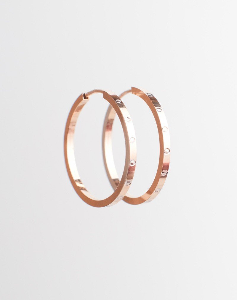 Auskarai Rinkutės- 25 mm. Rausvas auksas, praba 585 | Aukseja.lt