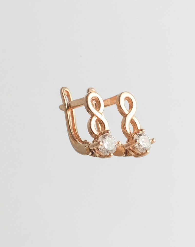 Auskarai Begalybė. Rausvas auksas, praba 585