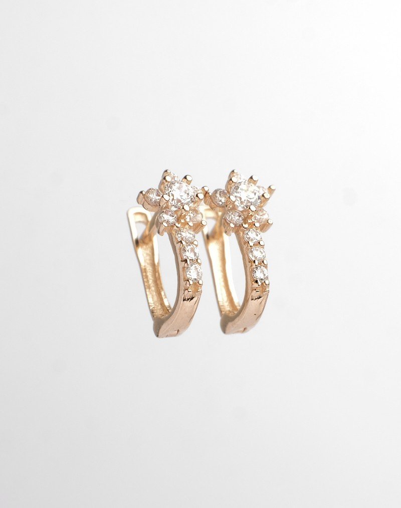 Vaikiški auskarai - Gėlytės. Rausvas auksas, praba 585 | Aukseja.lt