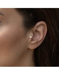 Mono auskaras - Širdelė su cirkonio kristalais. Rausvas auksas, praba 585|Aukseja.lt