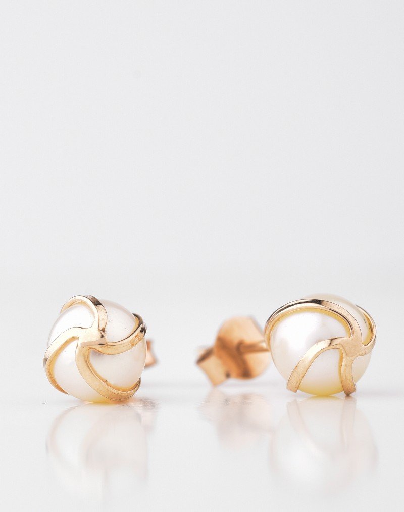 Auskarai perliukai rausvam aukse. | Auskarai - AUKSEJA.LT