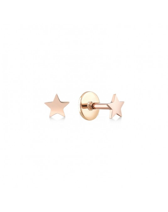 585 rausvo aukso piercing mono auskaras Žvaigždė 4 mm | Aukseja.lt